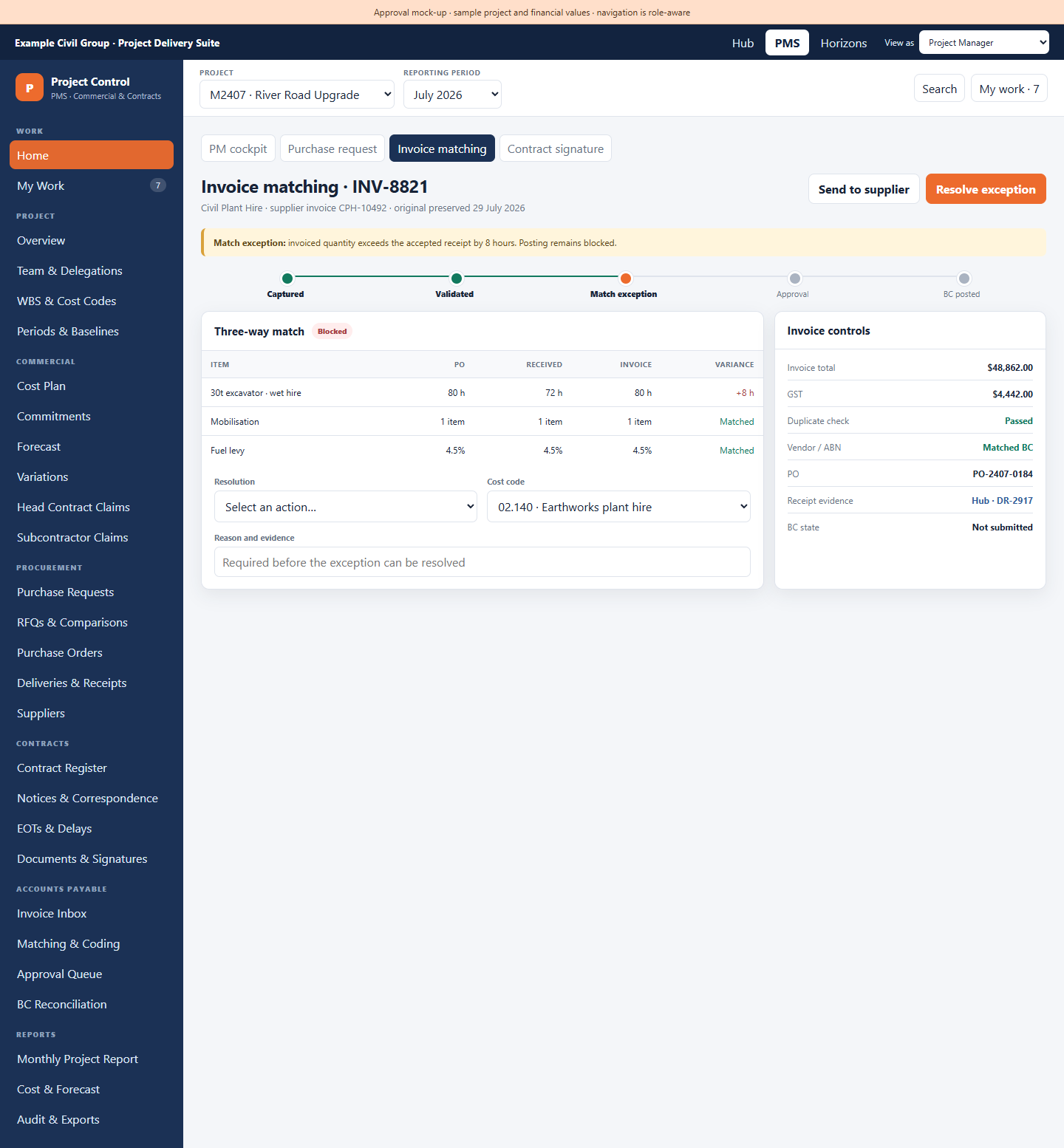 PMS invoice matching demonstration
